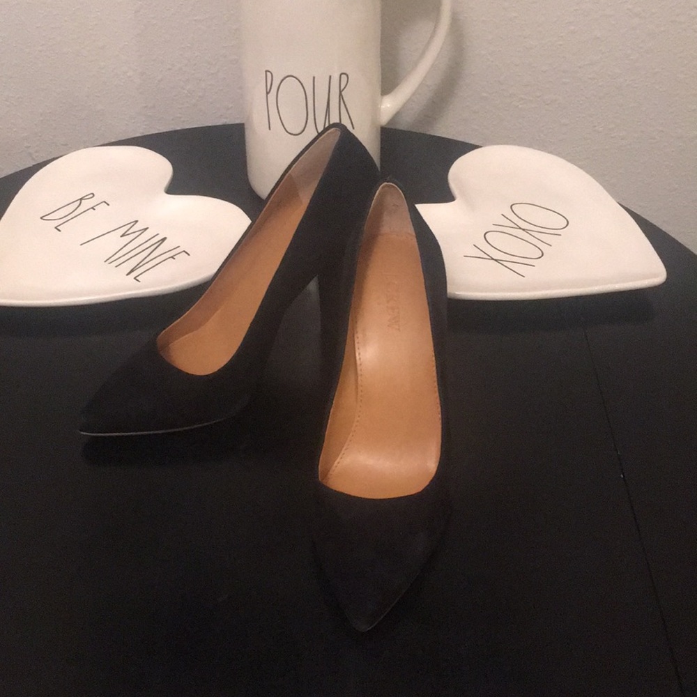 J crew black suede heels